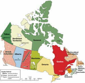 نقشه کانادا تهران تا ونکوور